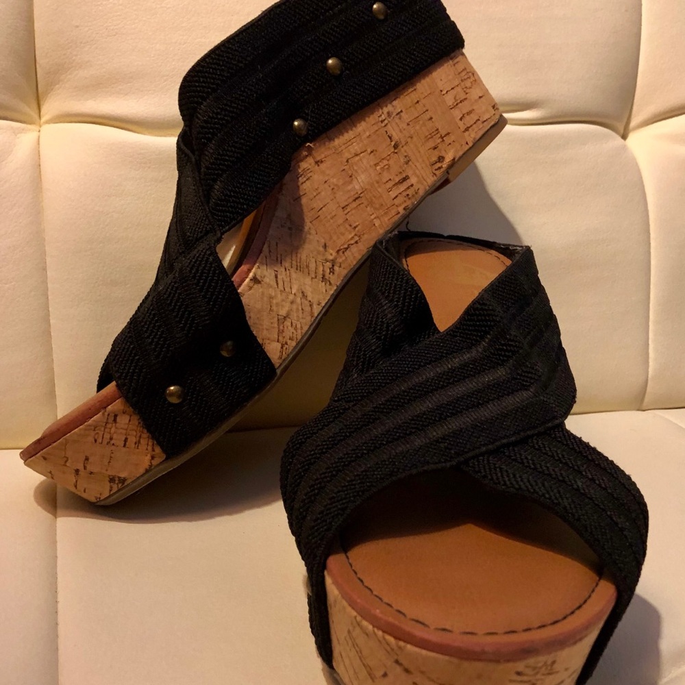 Crown Vintage Black Cork Platform Sandals